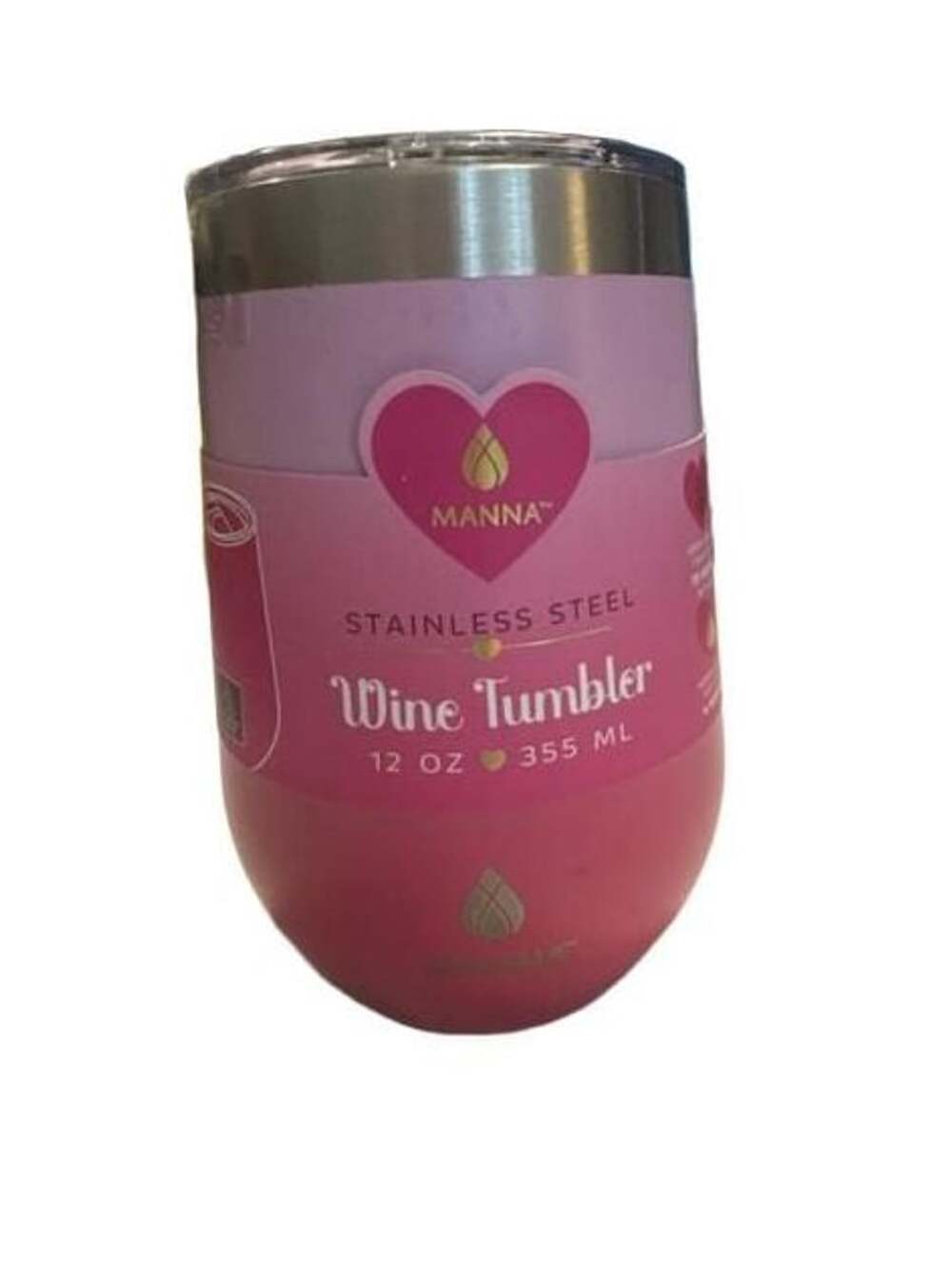 Manna Stainless Steel Wine Tumbler Size 12 Oz Ombre Pink